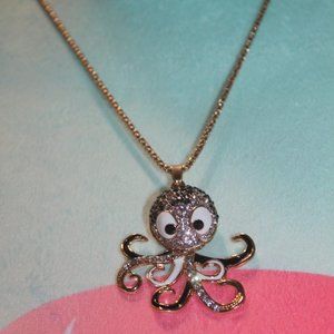 Nwtag: Clear & black Crystal Octopus Necklace
